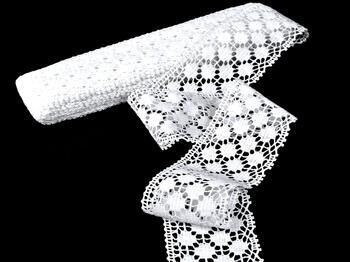 Cotton bobbin lace 75130, width 59 mm, white - 1