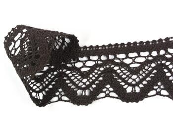 Cotton bobbin lace 75301, width 58 mm, dark brown - 1