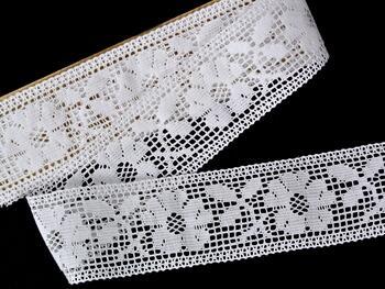 Cotton bobbin lace insert 75314, width 54 mm, white - 1