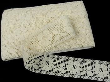 Cotton bobbin lace insert 75314, width 54 mm, ecru - 1