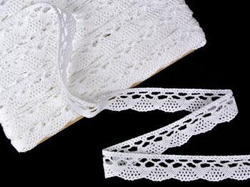 Cotton bobbin lace 75317, width 29 mm, white - 1