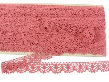 Cotton bobbin lace 75328, width 20 mm, rose - 1