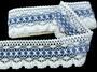 Cotton bobbin lace 75335, width 75 mm, white/sky blue - 1/4