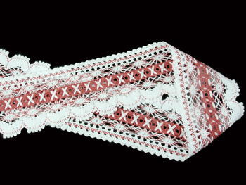 Bobbin lace No. 75335 white/rose | 30 m - 1