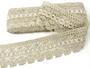 Cotton bobbin lace 75335, width 75 mm, light linen gray/light cream - 1/4