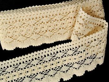 Cotton bobbin lace 75335, width 75 mm, ecru - 1