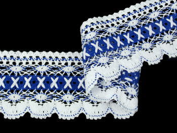 Bobbin lace No. 75335 white/royale blue | 30 m - 1