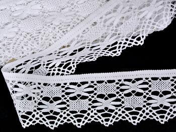 Cotton bobbin lace 75336, width 75 mm, white - 1