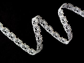 Cotton bobbin lace 75337, width 8 mm, white/Lurex gold - 1