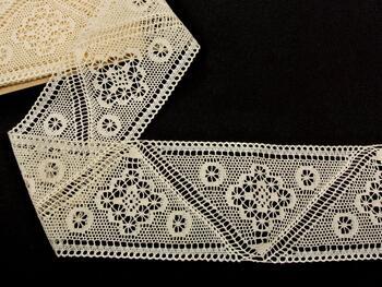 Cotton bobbin lace insert 75347, width 95 mm, ecru - 1