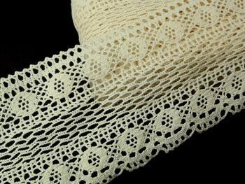 Cotton bobbin lace insert 75349, width 110 mm, ecru - 1