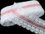 Cotton bobbin lace 75349, width 110 mm, white/pink - 1/4