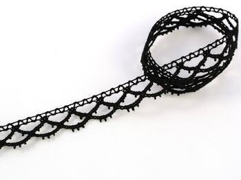 Cotton bobbin lace 75353, width 15 mm, black
