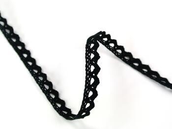 Cotton bobbin lace 75361, width 9 mm, black - 1