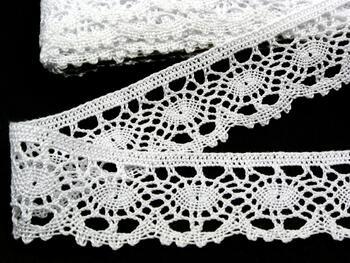 Cotton bobbin lace 75364, width 45 mm, white mercerized - 1