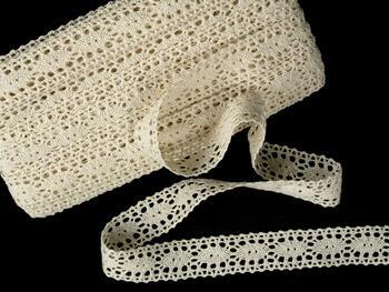 Cotton bobbin lace insert 75372, width 28 mm, ecru - 1