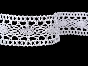 Cotton bobbin lace insert 75384, width 45 mm, white - 1