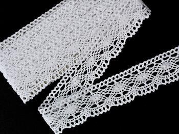 Cotton bobbin lace 75385, width 45 mm, white - 1