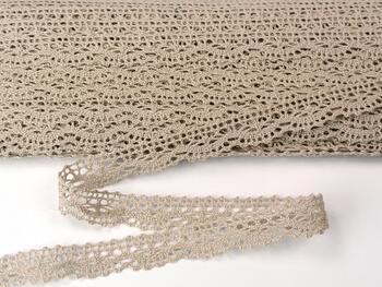 Cotton bobbin lace 75395, width 16 mm, light linen gray - 1