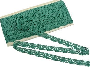 Cotton bobbin lace 75395, width 16 mm, dark green - 1