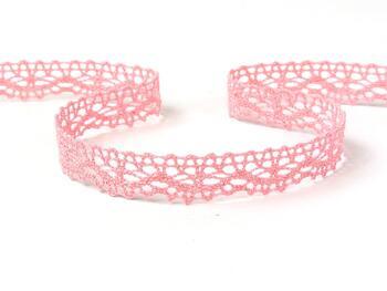 Cotton bobbin lace 75395, width 16 mm, pink - 1