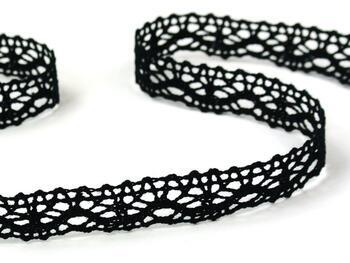Cotton bobbin lace 75395, width 16 mm, black - 1