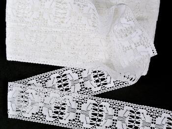 Cotton bobbin lace insert 75312, width 54 mm, white - 1
