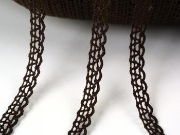 Cotton bobbin lace 75405, width 10 mm, dark brown - 1