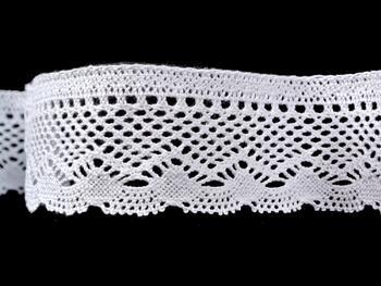 Cotton bobbin lace 75414, width 55 mm, white - 1
