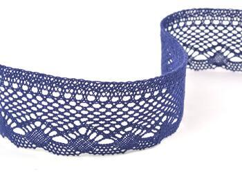 Cotton bobbin lace 75414, width 55 mm, dark blue - 1