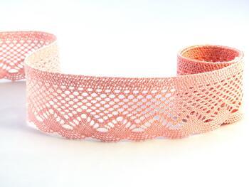 Cotton bobbin lace 75414, width 55 mm, pink - 1