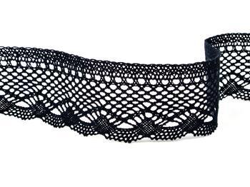 Cotton bobbin lace 75414, width 55 mm, black - 1