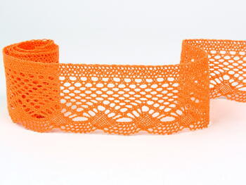 Cotton bobbin lace 75414, width 55 mm, rich orange - 1