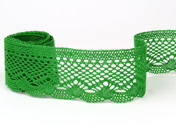 Cotton bobbin lace 75414, width 55 mm, grass green - 1