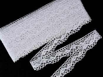 Cotton bobbin lace 75416, width 27 mm, white - 1