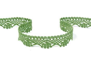 Cotton bobbin lace 75423, width 26 mm, green olive - 1