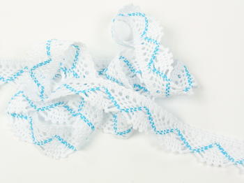 Bobbin lace No. 75423 white/turquoise | 30 m - 1