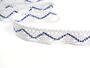 Cotton bobbin lace 75423, width 26 mm, white/royal blue - 1/4