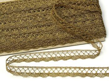Metalic bobbin lace 75428, width 18 mm, Lurex gold antique - 1