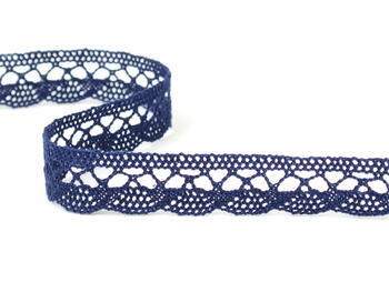 Cotton bobbin lace 75428, width 18 mm, dark blue - 1