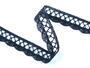 Cotton bobbin lace 75428, width 18 mm, black blue - 1/3