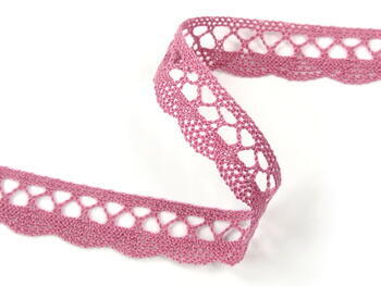 Cotton bobbin lace 75428, width 18 mm, pink - 1