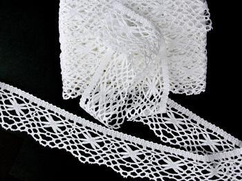Cotton bobbin lace 75430, width 66 mm, white - 1