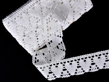 Cotton bobbin lace 75438, width 50 mm, white - 1