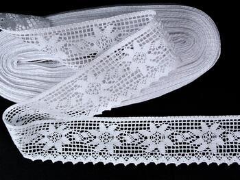 Cotton bobbin lace 75440, width 66 mm, white - 1