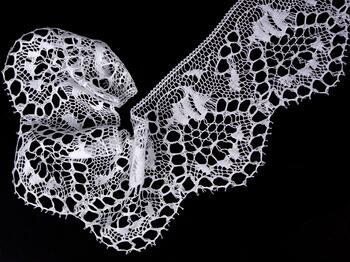 Cotton bobbin lace 75442, width 155 mm, white - 1
