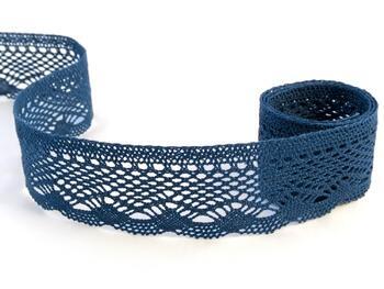Cotton bobbin lace 75414, width 55 mm, ocean blue - 1
