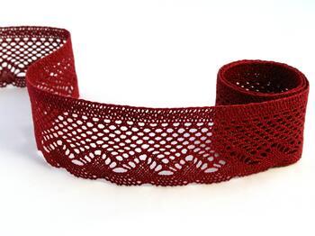 Cotton bobbin lace 75414, width 55 mm, cranberry - 1
