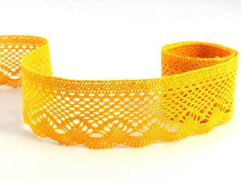 Cotton bobbin lace 75414, width 55 mm, dark yellow - 1