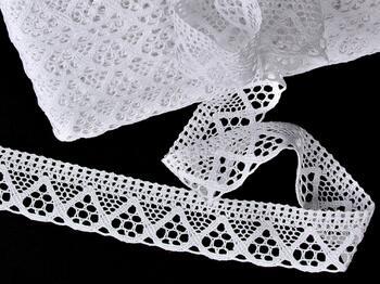 Cotton bobbin lace 75453, width 40 mm, white - 1